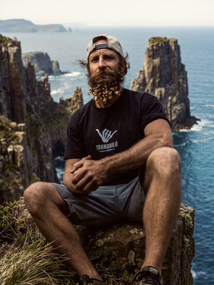 Ryan Robinson on the sea cliffs of Tasmania